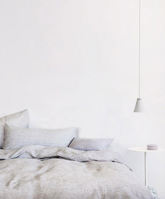 Ensemble de draps en lin avec taies d'oreiller - Rayures fines