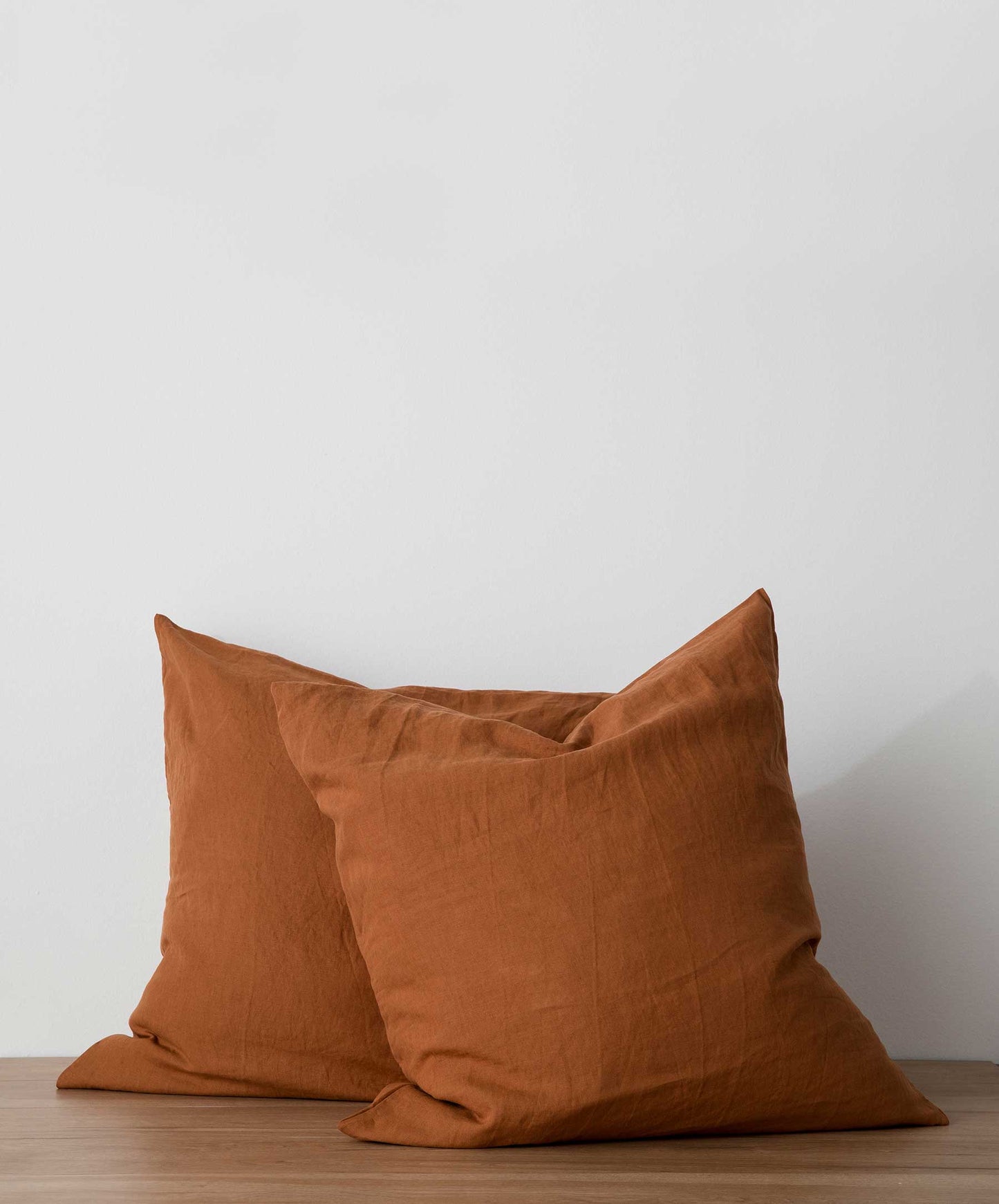 Lot de 2 taies d'oreiller carrées en lin - Cèdre