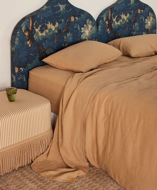 Drap plat en lin avec bordure - Sable