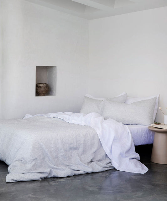 Housse de couette en lin à rayures