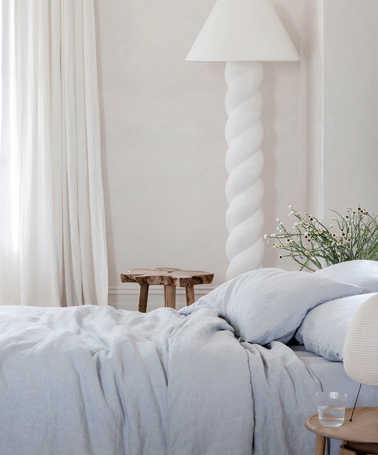 Ensemble de draps en lin avec taies d'oreiller - Ciel