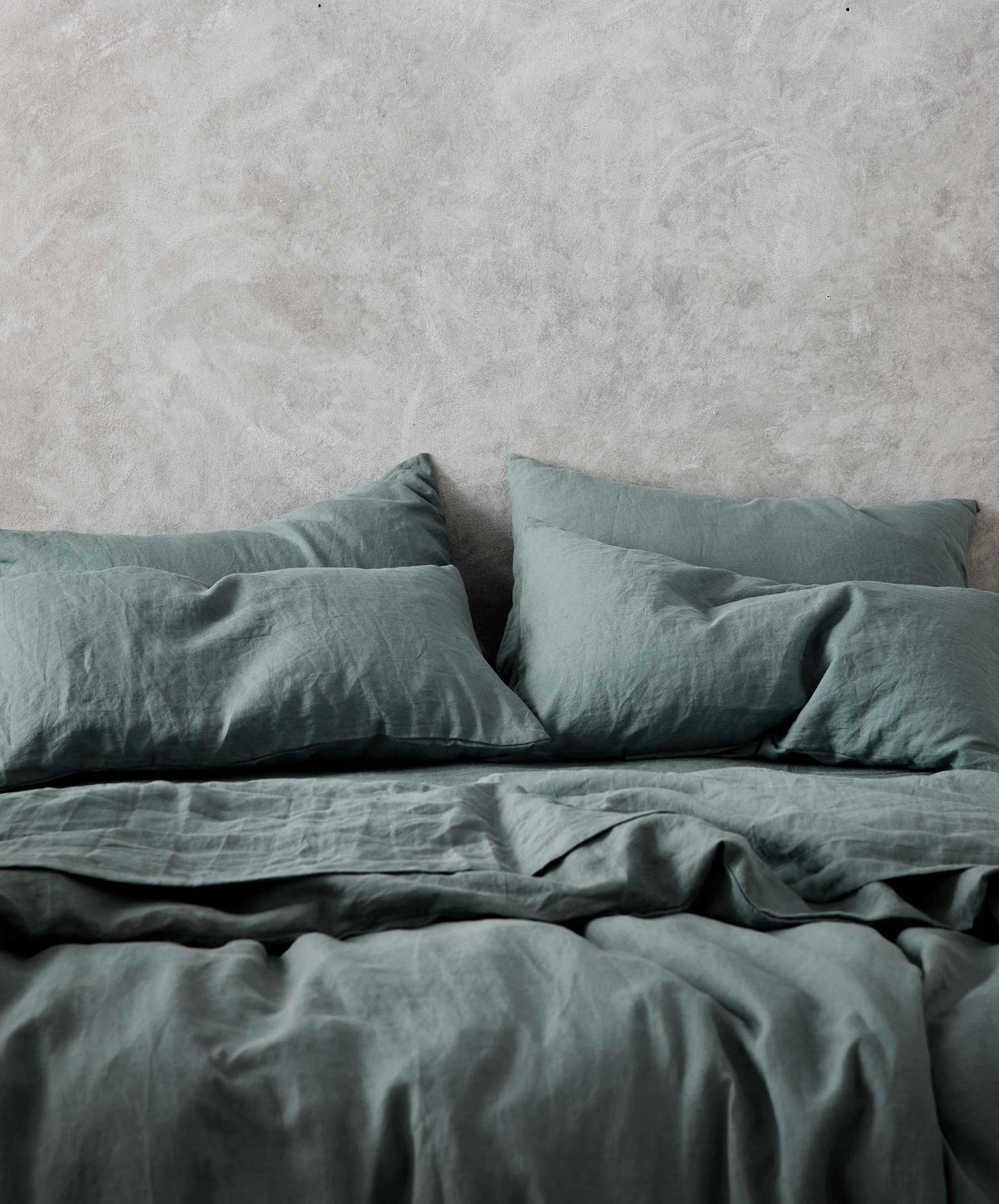 Drap plat en lin avec bordure - Pierre bleue