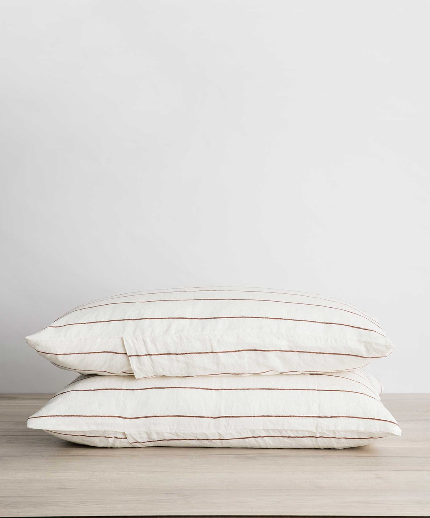 Chambre à coucher - Rayures rose poudré et cèdre