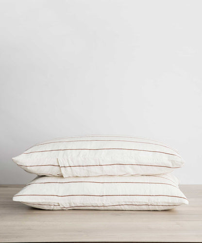 Chambre à coucher - Rayures rose poudré et cèdre