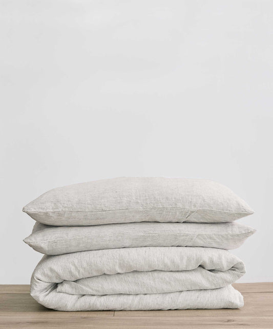 Parure de lit en lin à rayures 