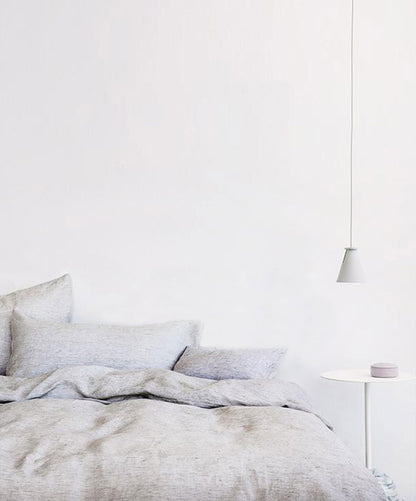 Ensemble de draps en lin avec taies d'oreiller - Rayures fines 