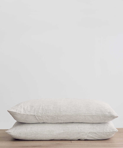 Lot de 2 taies d'oreiller en lin à rayures