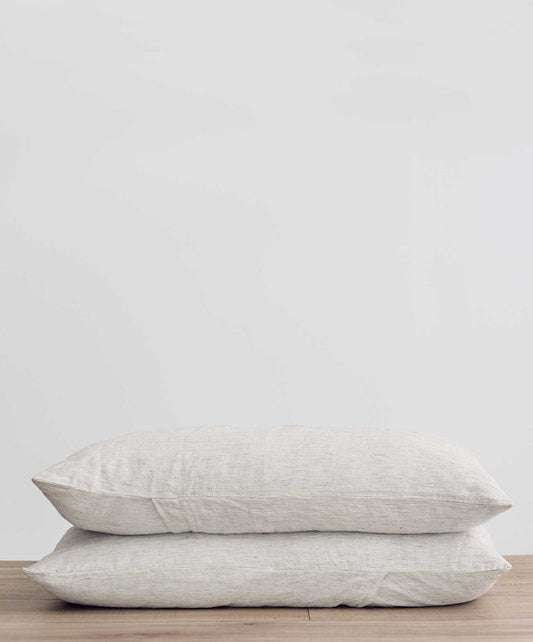 Lot de 2 taies d'oreiller en lin à rayures