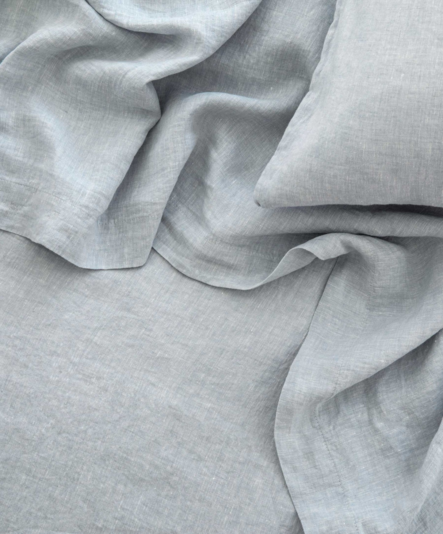 Drap plat en lin avec bordure - Ciel