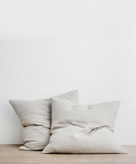 Lot de 2 taies d'oreiller carrées en lin - Gris fumé