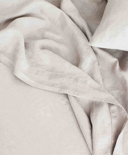 Drap plat en lin avec bordure - Gris fumé