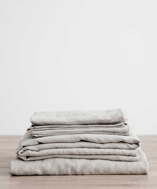 Parure de draps en lin avec taies d'oreiller - Gris fumé 