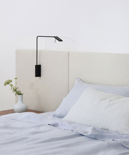 Drap plat en lin avec bordure - Ciel