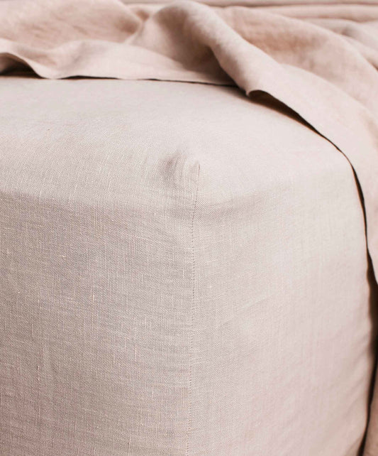 Drap-housse en lin - Rose poudré