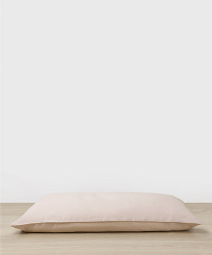 Taie d'oreiller réversible en lin et soie - Rose poudré