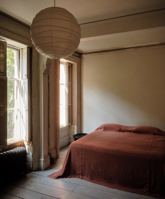 Couvre-lit en lin Repose - Cinabre 