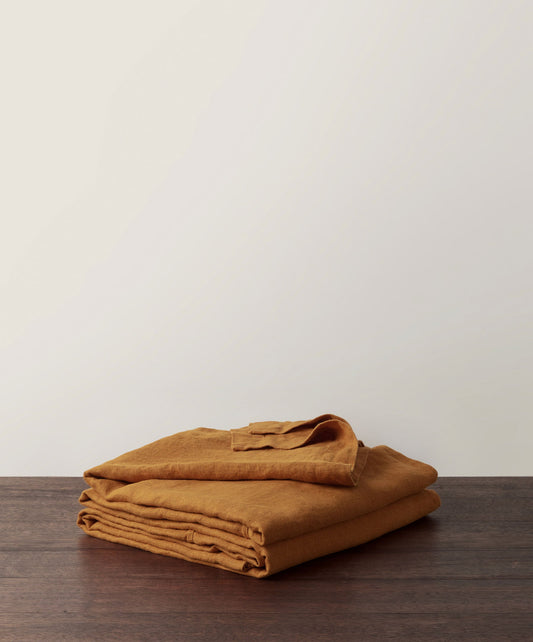 Couvre-lit en lin Repose - Curcuma 