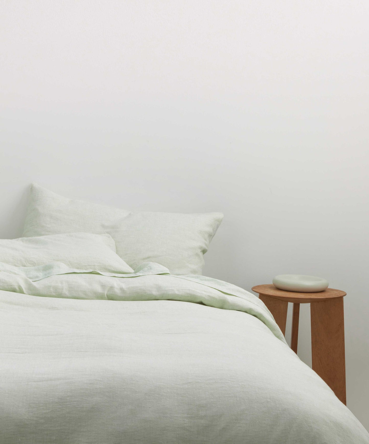 Drap-housse en lin - Rayures fougère