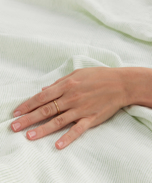 Drap-housse en lin - Rayures fougère