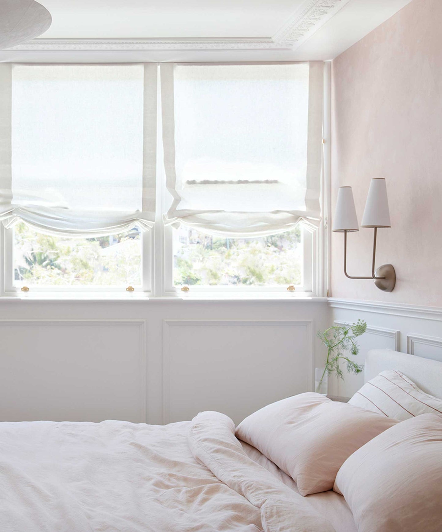 Ensemble de draps en lin avec taies d'oreiller - Rose poudré 