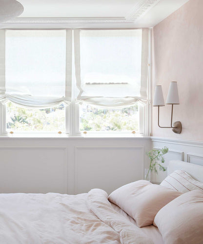 Ensemble de draps en lin avec taies d'oreiller - Rose poudré 