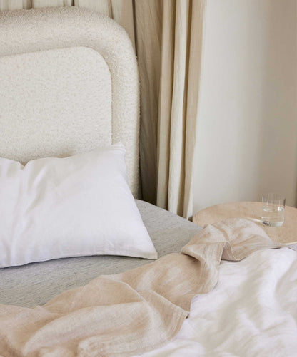 Ensemble de draps en lin avec taies d'oreiller - Rayures fines 