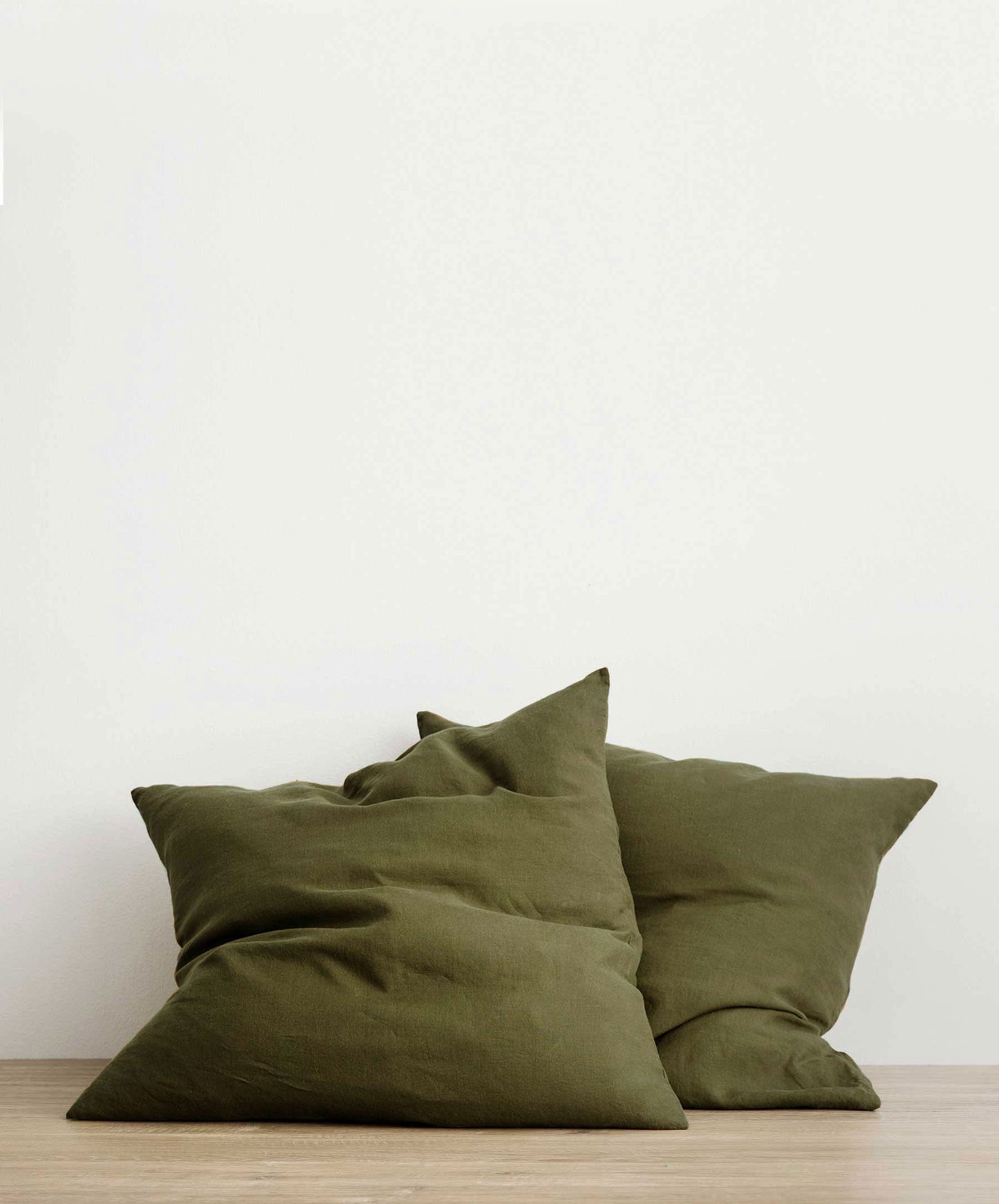 Lot de 2 taies d'oreiller carrées en lin - Motif forêt