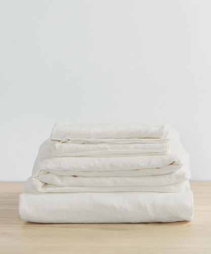 Parure de draps en lin avec taies d'oreiller - Ivoire