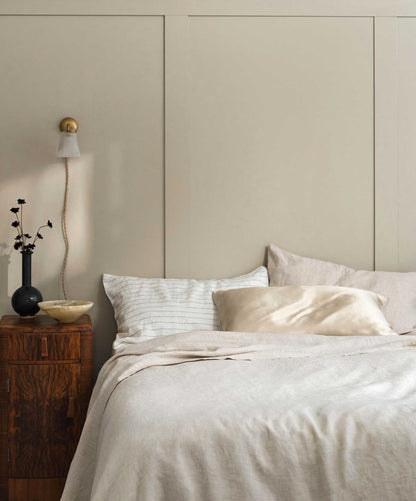 Taie d'oreiller réversible en lin et soie - Naturel