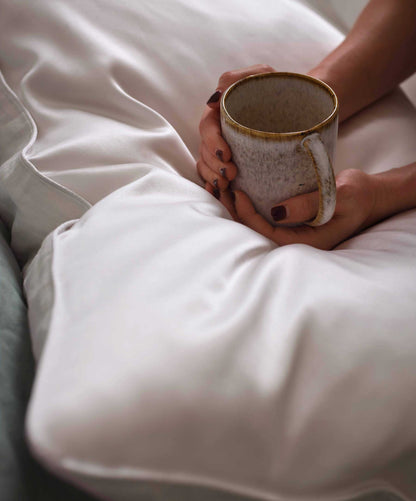 Taie d'oreiller réversible en lin et soie - Blanche