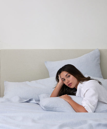 Ensemble de 2 taies d'oreiller en lin - Ciel