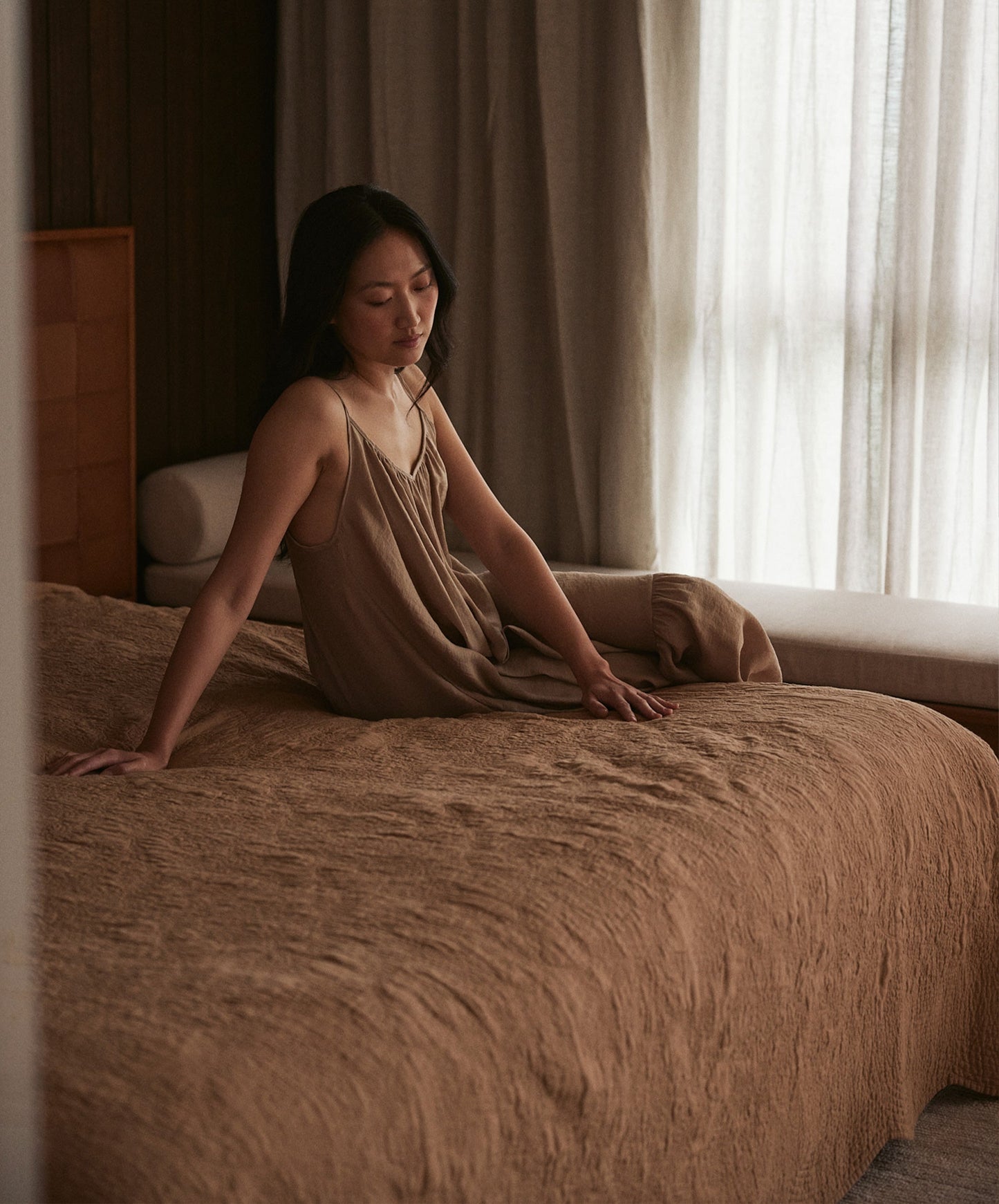 Couverture brodée Willow - Noix de muscade