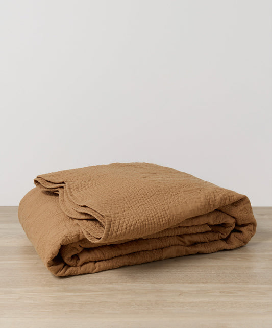 Couverture brodée Willow - Noix de muscade