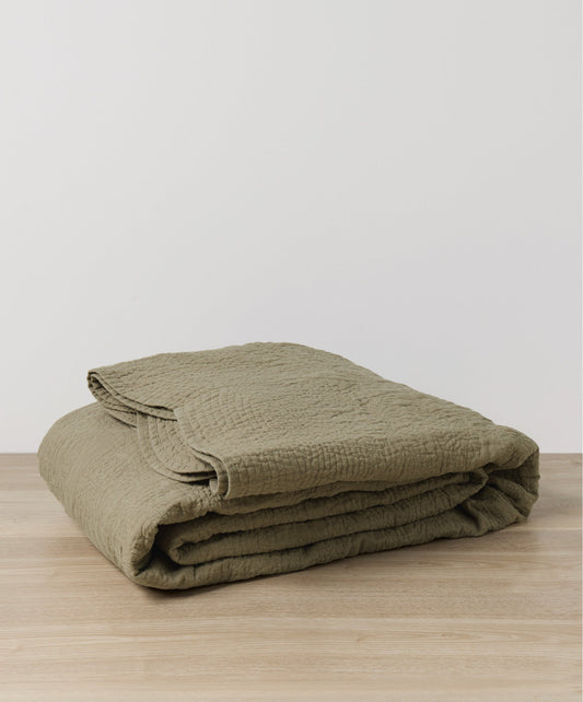 Couverture brodée Willow - Mastic